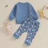 Adobabirl Toddler Baby Boy Girl Easter Outfit Bunny Crewneck Sweatshirt Carrot Pants Set Fall Winter Spring Clothes (Rabbit Blue,2-3T) view 4