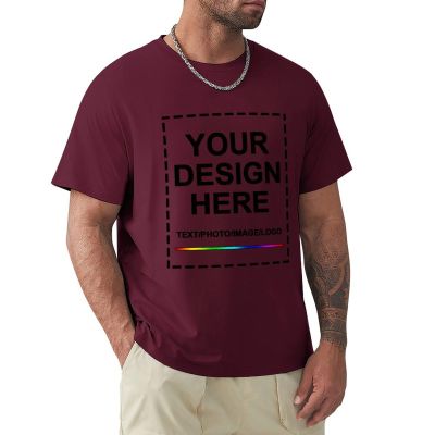 Custom T-Shirt Design Your Own Front Printed Tee Picture Shirts for Men Personalized Gift T Shirt Maroon