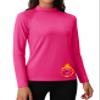 MAGCOMSEN Fleece Lined Mock Turtle Neck Shirts Women Long Sleeve Thermal Workout Tops Winter Skiing Underwear Hiking Rose Red 2XL
