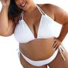 Womens Bikini Swimsuit Bathing Suits Two Piece Plus Size Spaghetti Strap High Cut Halter Neck Sexy Triangle Bikini Sets White view 1