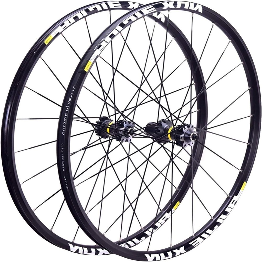 Bicycle Wheel 26 27.5 29 Inch Alloy Double Wall Rim 8-11 Speed Quick Release Bearing 6 Ratchet Quick Release Carbon Fibre (Color : Black Hub Wheel Set, Size : 26inch)
