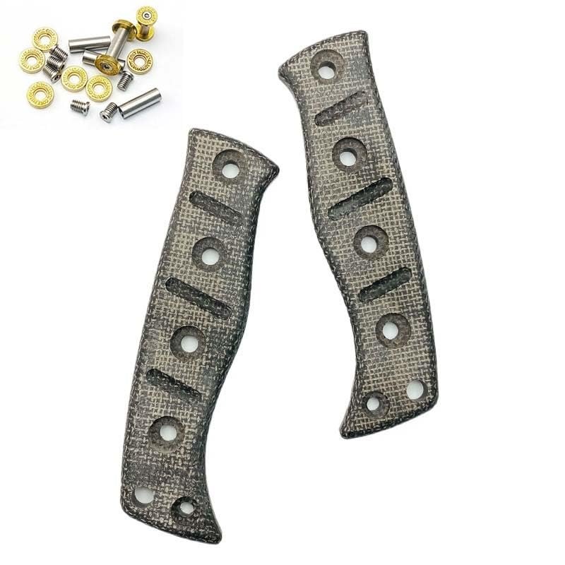 1 Pair Scales Handle Fits for Benchmade Fixed Adamas 375, Linen Micarta Handle Patch with 5 Sets of Screws (Size : A)