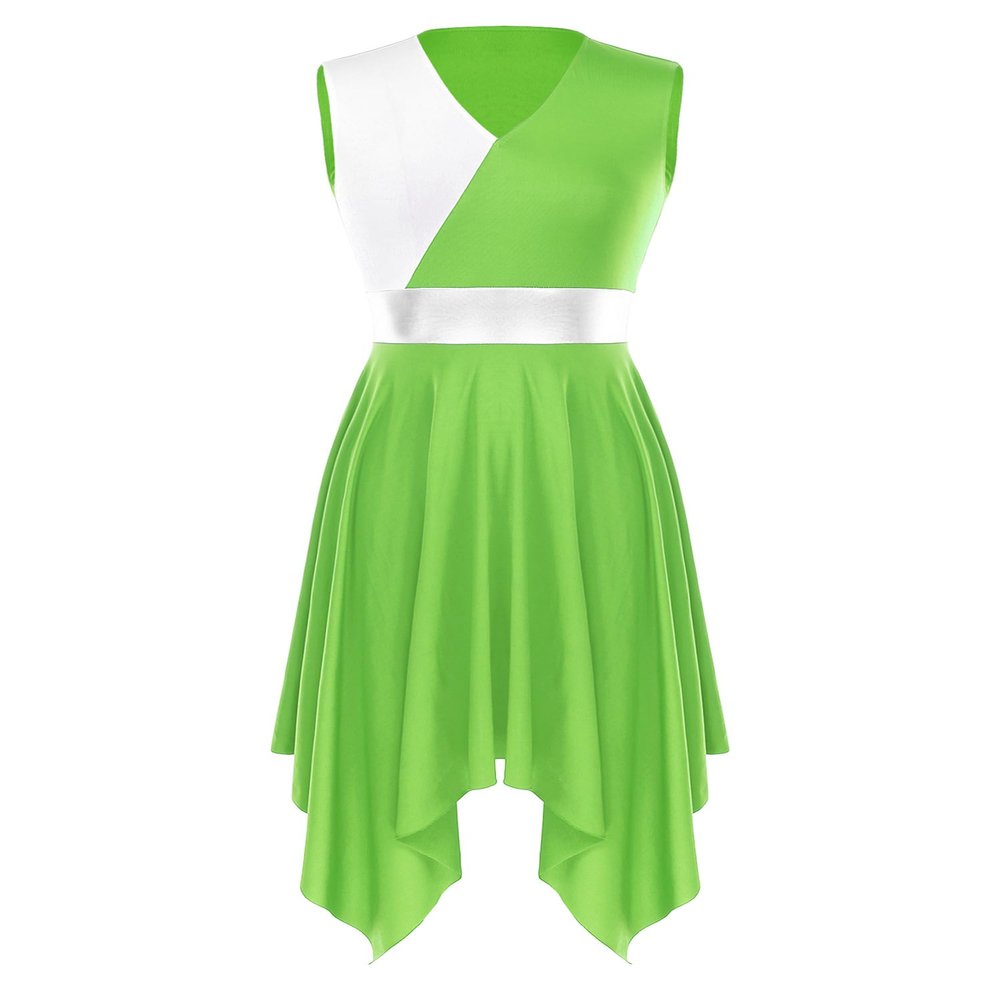 Hularka Women's Liturgical Praise Dance Dress Tunic Worship Color Block Lyrical Dance Costume Performance LightGreen XX-Large