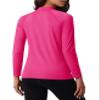 MAGCOMSEN Fleece Lined Mock Turtle Neck Shirts Women Long Sleeve Thermal Workout Tops Winter Skiing Underwear Hiking Rose Red M view 2