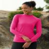 MAGCOMSEN Fleece Lined Mock Turtle Neck Shirts Women Long Sleeve Thermal Workout Tops Winter Skiing Underwear Hiking Rose Red M view 3