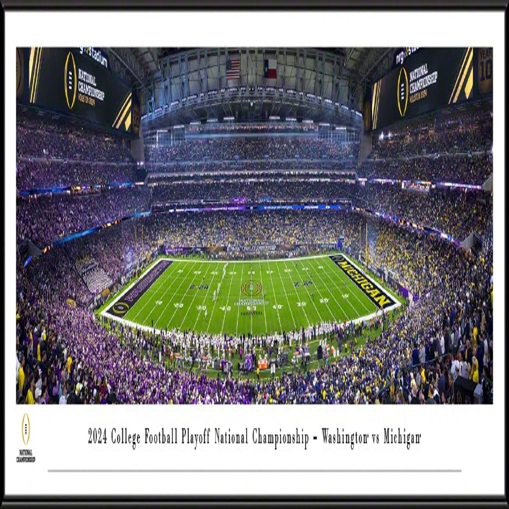 2024 CFP National Championship Game, Washington vs Michigan - 40.25x13.75-inch Standard Framed Print by Blakeway Panoramas