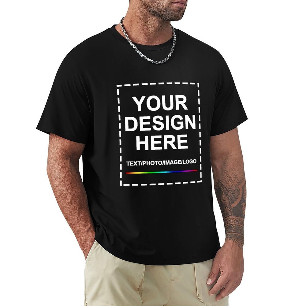Custom T-Shirt Design Your Own Front Printed Tee Picture Shirts for Men Personalized Gift T Shirt Black