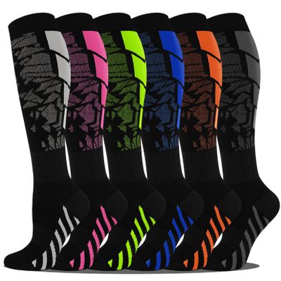 6 Pairs Plus Size Compression Socks for Men & Women Wide Calf 20-30 mmHg Graduated Compression Stockings for Support Blood Circulation Varicos Veins Ted Varices Anti Embolism(Colorful Series,2XL-3XL)