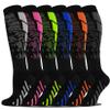 6 Pairs Plus Size Compression Socks for Men & Women Wide Calf 20-30 mmHg Graduated Compression Stockings for Support Blood Circulation Varicos Veins Ted Varices Anti Embolism(Colorful Series,2XL-3XL) view 1