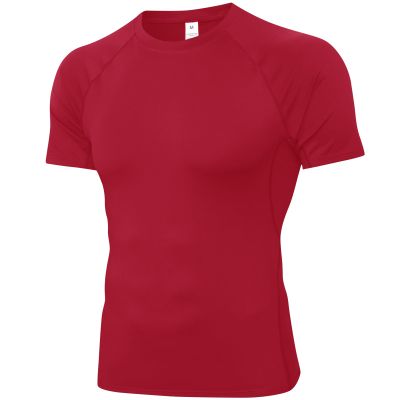 SPVISE Red Men's Compression Shirt Short Sleeve Dry Fit Workout Gym T-Shirts Running Tops Active Sports Athletic Undershirts