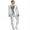 Fldy Women's Turtleneck Full Length Bodysuit Unitards Spandex Zentai Costumes Gymnastics Leotard Silver Large view 2