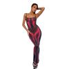 3D Body Print Maxi Dress Sexy Y2K Bodycon Long Dress Spaghetti Strap Sleeveless Slim Fitted Slip Summer Dress (Red,S,Small) view 1