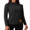 MAGCOMSEN Fleece Tops for Women Long Sleeve Thermal Underwear Mock Turtleneck Shirt Winter Athletic Base Layer Workout Black 2XL view 1