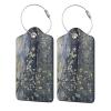 Flowers Leather Luggage Tag with Stainless Steel Ring, Fun Name Id Card Cover Travel Bag Tag Set, Suitable for Travel Bag Luggage Women Men 1 PCS view 1