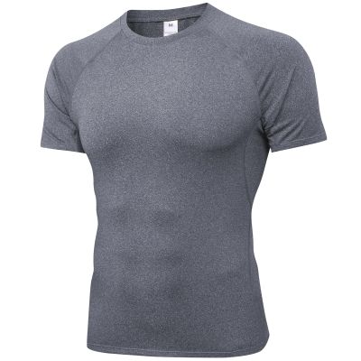 SPVISE Compression Shirt Men Short Sleeve Grey Workout Gym Top Cool Dry