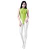 AMORESY Eris Collection High Neck Sleeveless Glossy Extra High Leg Silky Thong Swimsuit Bodysuit(022) (US, Alpha, Medium, Regular, Regular, Acid Lime) view 1