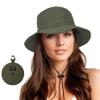 Zando Waterproof Bucket Hat for Woman Men - UPF 50+ Packable Adjustable Wide Brim Sun Hats for Outdoor Hiking Safari Fishing Army Green One Size view 2