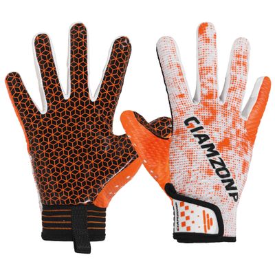 AIGEVTURE Youth Football Gloves Kids Sticky Receiver Gloves for Kids Orange and White X-Large