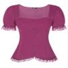 Allegra K Victorian Shirt for Women's Sweetheart Neck Puff Sleeve Halloween Lace Up Gothic Blouse X-Small Purple view 1