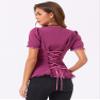 Allegra K Victorian Shirt for Women's Sweetheart Neck Puff Sleeve Halloween Lace Up Gothic Blouse X-Small Purple view 2