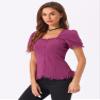 Allegra K Victorian Shirt for Women's Sweetheart Neck Puff Sleeve Halloween Lace Up Gothic Blouse X-Small Purple view 4