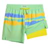 maamgic 7 Inch Mens Swim Trunks with Compression Liner Board Shorts with Zippered Pocket Bathing Suit for Beach Vacation Green and Yellow Stripes X-Large view 1