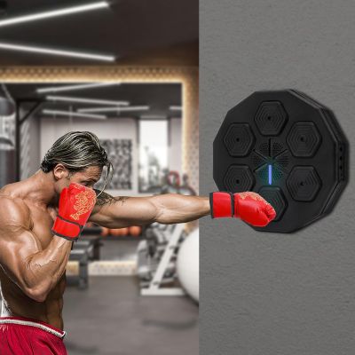 LIECARYAM Boxing Wall Mount, Music Boxing Machine, Wall Boxing Punching Pad Reaction Training w/1 Pair Gloves LED Wall Punching Pad Boxing Wall Hanging USB Charging 40 * 40cm