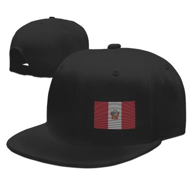 Adjustable Flag of Peru Hat Adult Casual Flat Bill Baseball Cap Trucker Caps for Sports Outdoor54 Black