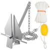 Abimars Boat Anchor Kit, Fluke Anchor with Float, Chain, Rope, Hot-Dipped Galvanized Steel Anchor for Boats 13-26 FT view 1