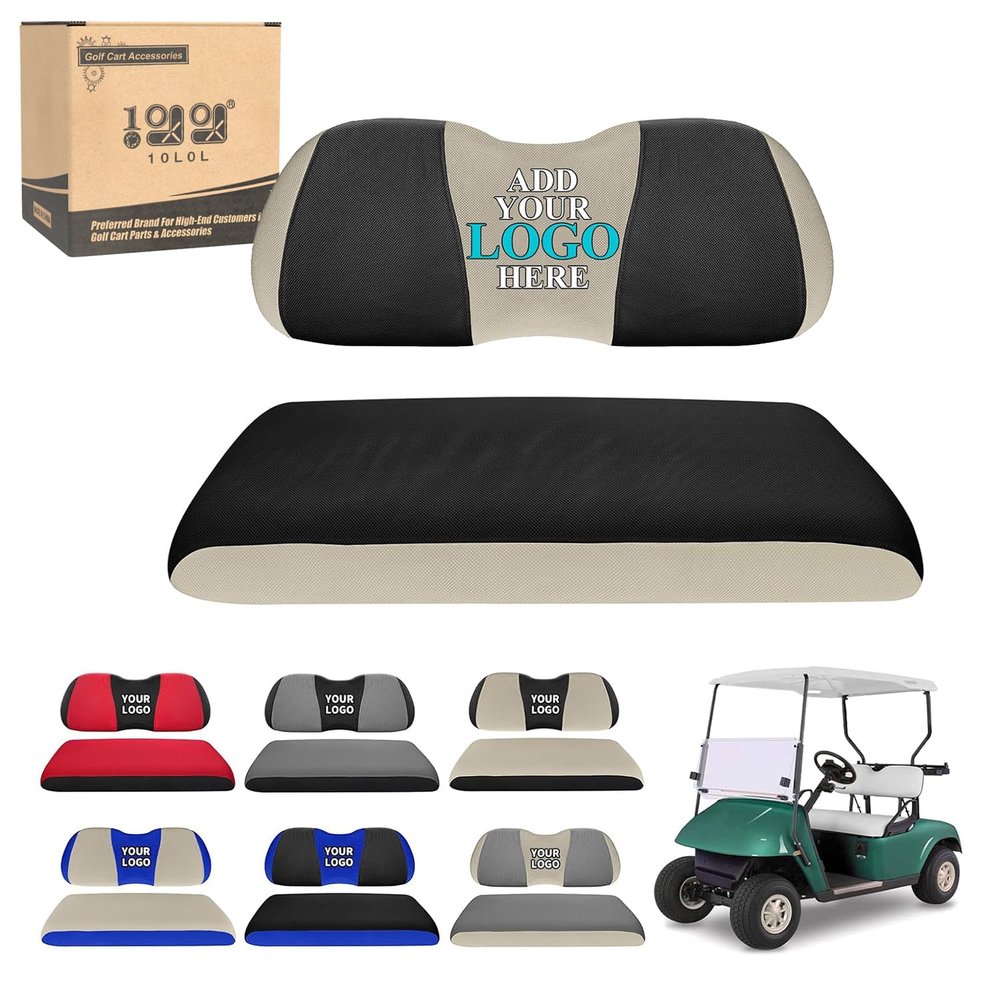 10L0L Customized Golf Cart Seat Covers with Any Embroidery Text/Phrase/Logo, Design Your Own Seat Cover Universal for Yamaha, Club Car Precedent DS and EZGO TXT RXV - (for Original Seats ONLY)