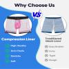 maamgic 7 Inch Mens Swim Trunks with Compression Liner Board Shorts with Zippered Pocket Bathing Suit for Beach Vacation Black and Pink Coconut Trees Large view 3
