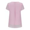 XUNRYAN Womens Summer Dressy Chiffon Blouses Petal Short Sleeve V Neck Tunic Tops for Leggings Casual T-Shirts Flowy Pleated Pink view 2