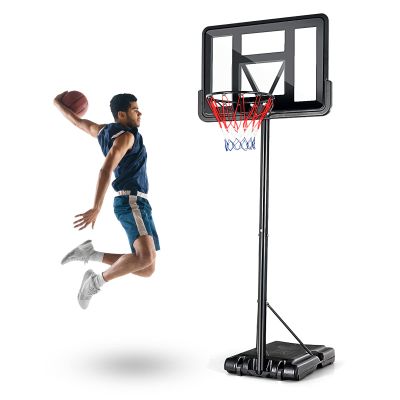Portable Basketball Hoop Outdoor 43.5 Inch Backboard and Wheels 4.5ft - 10ft Adjustable Height Basketball Stand for Youth Grown-ups Indoor Outdoor Basketball Goal Black