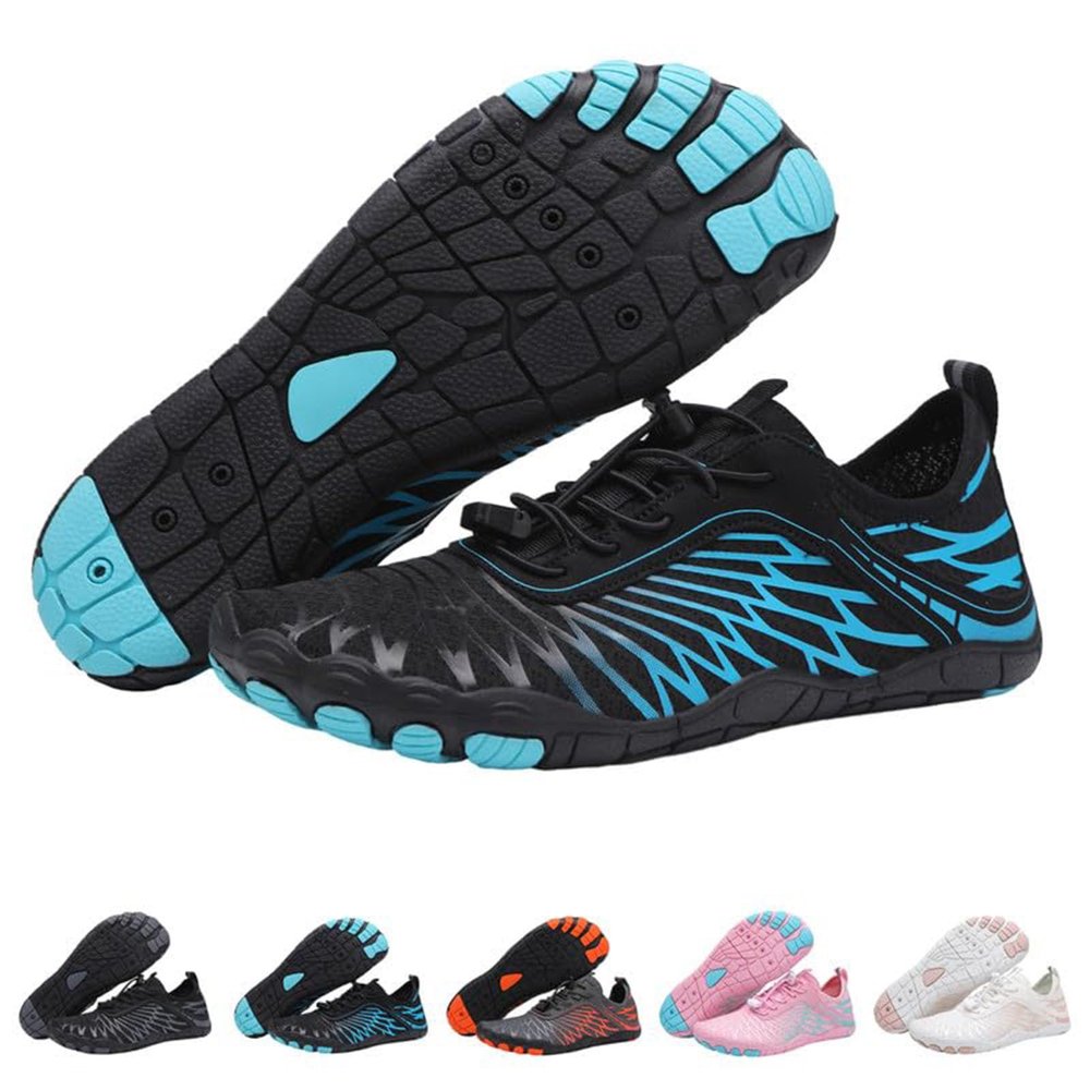 StoneLiquid Hike Barefoot Footwear Womens Men, Non-Slip Zero Drop Sole Trail Running Sneakers Wide Toe Box Shoes (Blue, US Footwear Size System, Adult, Women, Numeric, Medium, 16)