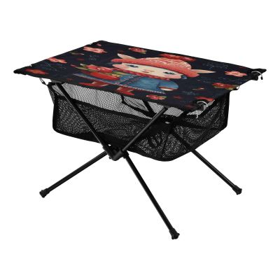 SDMKA Cute Pig Outdoor Folding Table for Camping, Beach & Picnic  Portable, Easy-to-Carry Camping Side Table with Durable Bag for BBQ, Camp Use