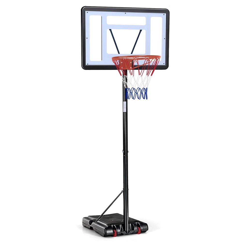 Portable Basketball Hoop Outdoor 32Inch Backboard and Wheels 4.5ft - 10ft Adjustable Height Basketball Stand for Youth Grown-ups Indoor Outdoor Basketball Goal Black