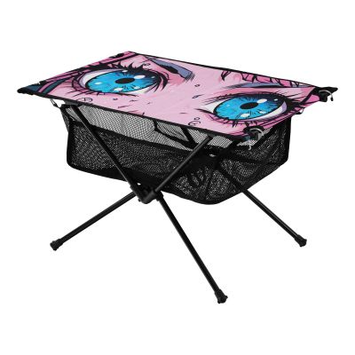 SDMKA Kawaii Anime Eyes Outdoor Folding Table for Camping, Beach & Picnic  Portable, Easy-to-Carry Camping Side Table with Durable Bag for BBQ, Camp Use