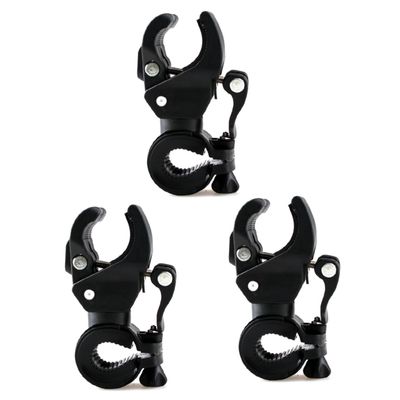 SUPVOX 3pcs Led Flashlight Clip Holder for Bike Handlebar Universal Bike Flashlight Mount 90-Degree Rotating Clamp Rubber Pad
