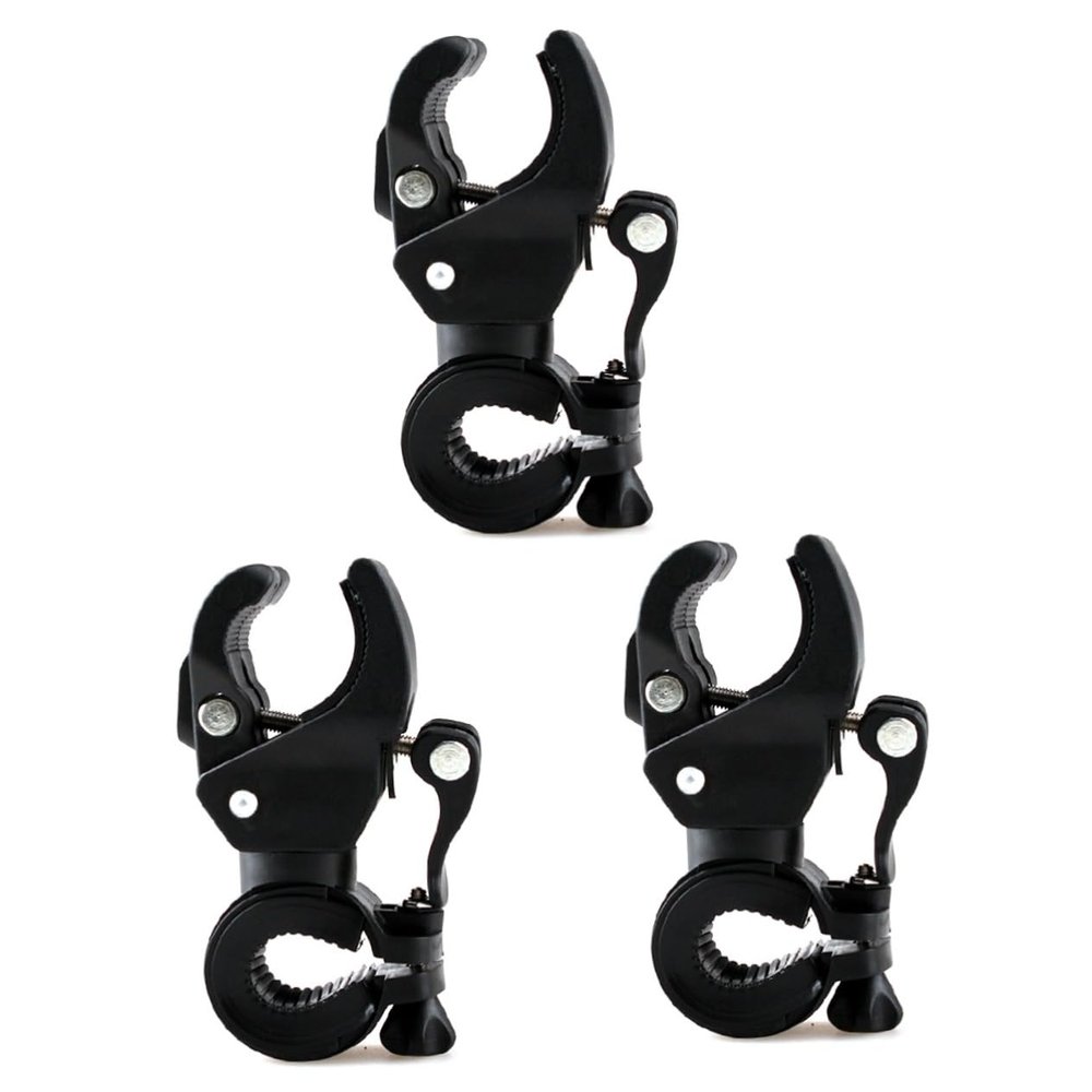 SUPVOX 3pcs Led Flashlight Clip Holder for Bike Handlebar Universal Bike Flashlight Mount 90-Degree Rotating Clamp Rubber Pad