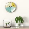 OrBheS Wall Clock Modern Minimalist Green Gold Frame Geometry Glass Wall Clock Minimalist Creative Personality Electronic Watches and Clocks, Metal Materials Mute Bell The Size of 35cm * 35cm * 4.5cm view 2