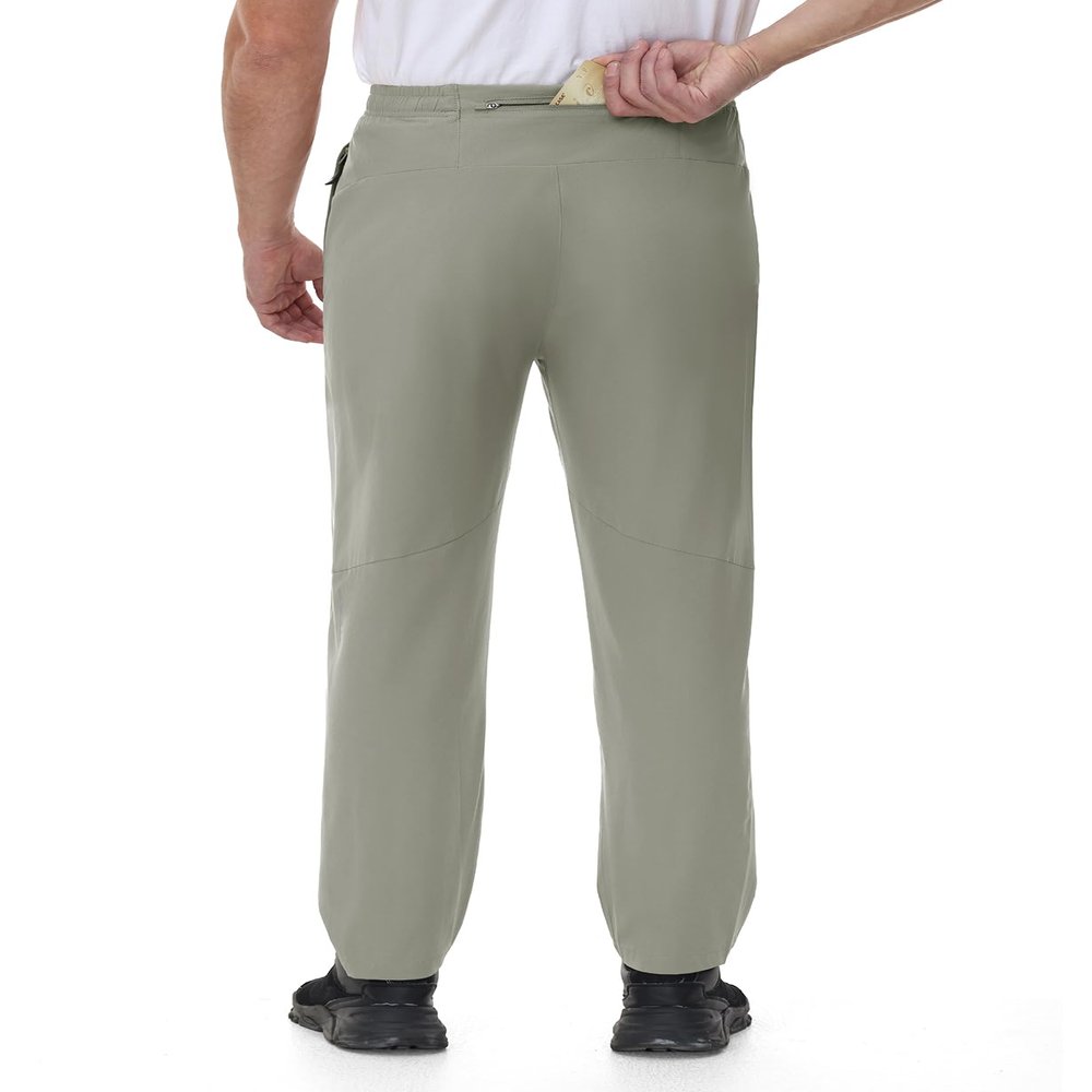 TBMPOY Men's Hiking Pants Lightweight Quick Dry Athletic Pants Stretch Casual Water Resistant Travel Pants 3 Zipper Pockets(LG,L)