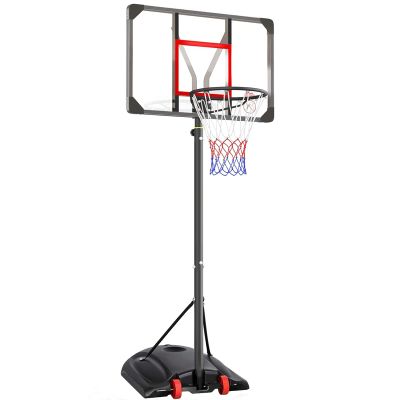 Portable Basketball Hoop Outdoor 33Inch Backboard and Wheels 6.4ft - 8.5ft Adjustable Height Basketball Stand for Youth Grown-ups Indoor Outdoor Basketball Goal Black