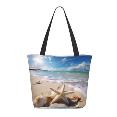 MELPHI Beach Starfishs Printed Fashionable Large Handbag And Shoulder Bag, Suitable For Various Daily Use