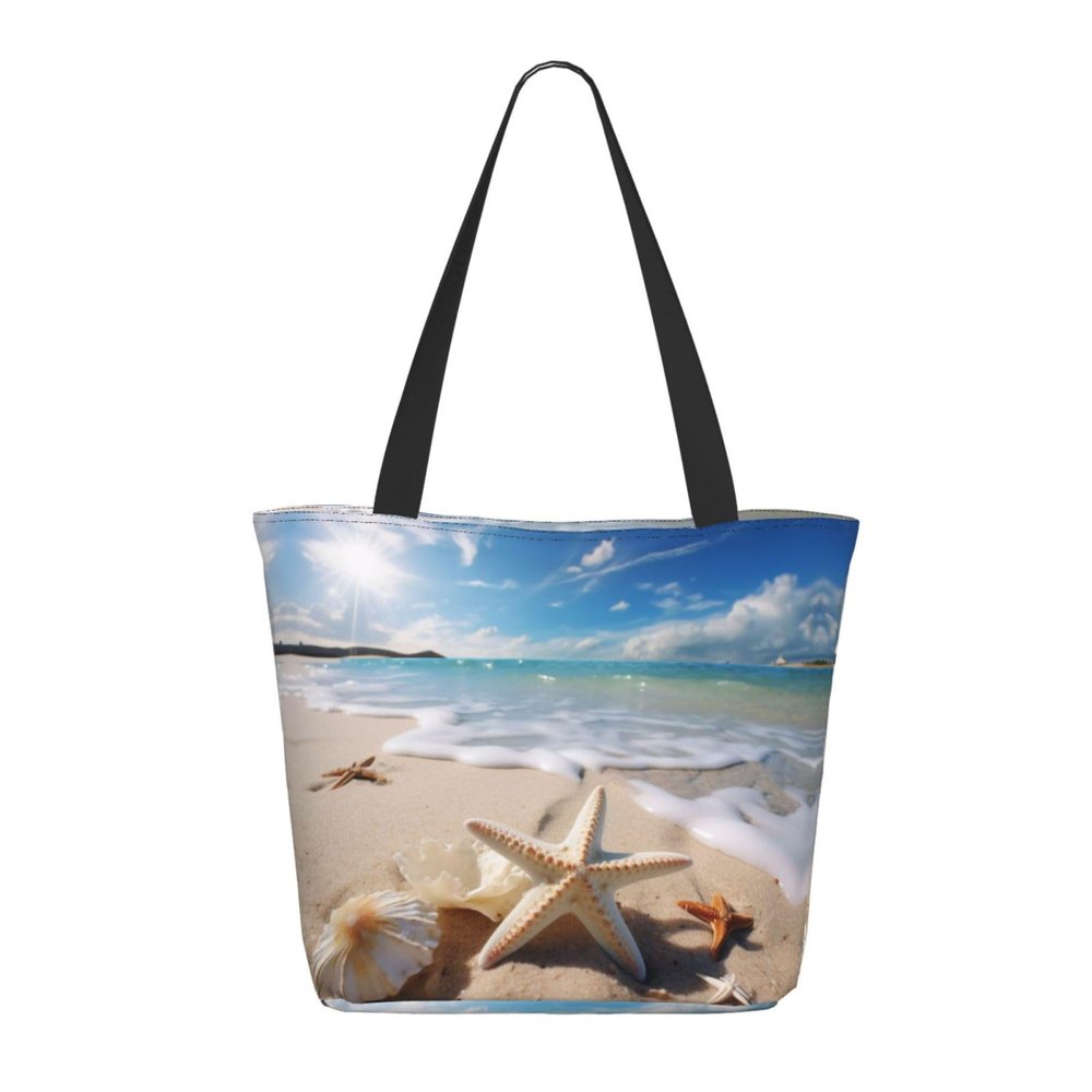 MELPHI Beach Starfishs Printed Fashionable Large Handbag And Shoulder Bag, Suitable For Various Daily Use