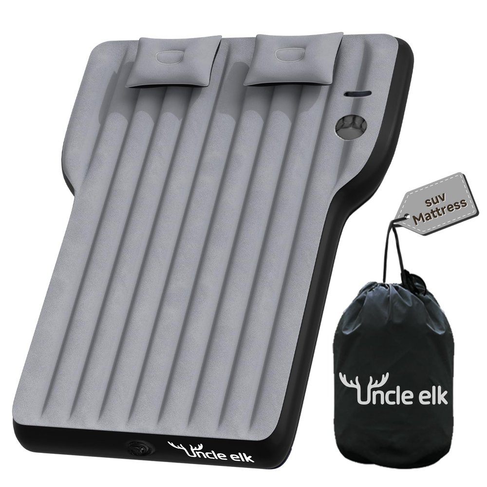 Uncle elk Tesla Model Y Mattress, Inflatable SUV Mattress for Portable Camping Mattress, Foldable Air Mattress with Air Pump and Storage Bag for Tesla Model Y and SUV Travel, Gray