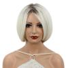 Aimole Short Ombre White Straight Wigs Halloween Costume Cosplay Party Daily Synthetic Women Hair Heat Resistant Wig (613AM) view 1