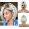 Aimole Short Ombre White Straight Wigs Halloween Costume Cosplay Party Daily Synthetic Women Hair Heat Resistant Wig (613AM) view 2