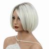 Aimole Short Ombre White Straight Wigs Halloween Costume Cosplay Party Daily Synthetic Women Hair Heat Resistant Wig (613AM) view 3