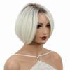 Aimole Short Ombre White Straight Wigs Halloween Costume Cosplay Party Daily Synthetic Women Hair Heat Resistant Wig (613AM) view 4