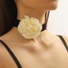 kliky Oversized Burgundy Flower Plus Size Neck Scarf Ornament Necklace Fashion Women's Outfit view 4